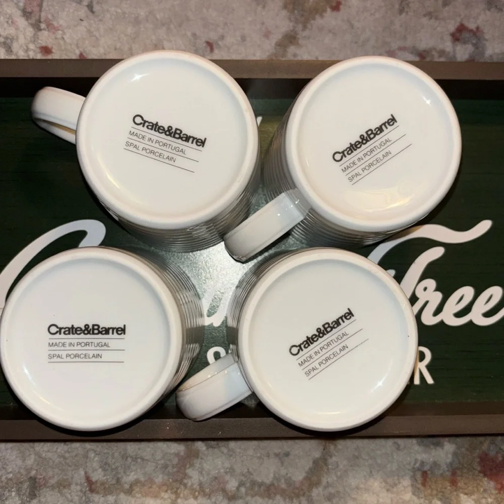 Crate&Barrel White Mugs Set Of Four